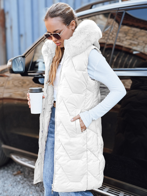 Kamizelka damska pikowana biała Dstreet TY5261