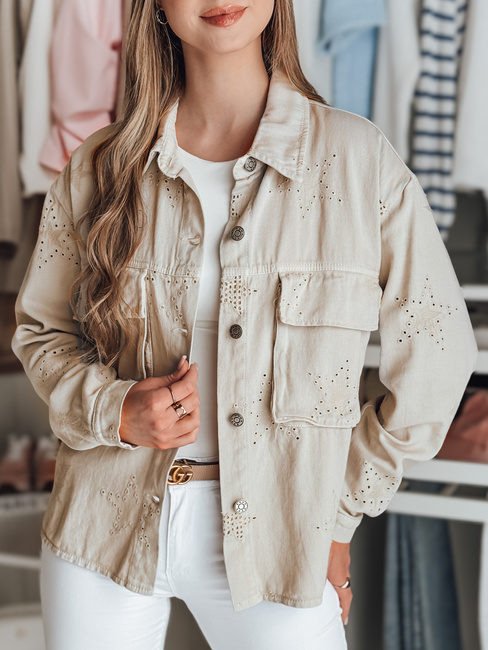 Kurtka damska przejściowa one size w gwiazki STRASHINE cappuccino Dstreet TY4846