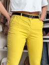 Spodnie damskie slim fit z paskiem LINESKA musztardowe Dstreet UY2579