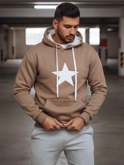 Bluza męska z kapturem kamelowa Dstreet BX5931