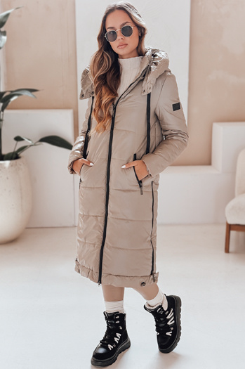 Kurtka damska przejściowa ORVITA pikowana z kapturem beżowa Dstreet TY5026