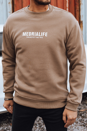 Bluza męska z nadrukiem kamelowa Dstreet BX5926