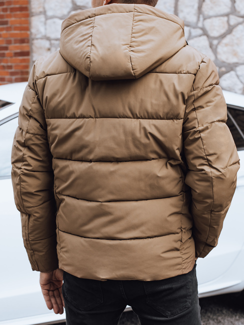 Kurtka męska zimowa pikowana z kapturem kamelowa Dstreet TX5067
