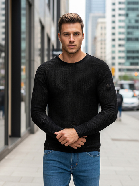 Sweter męski czarny Dstreet WX2312z