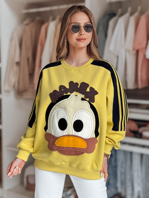 Bluza damska oversize z naszywkami CUTE MAKEX żółta Dstreet BY1489