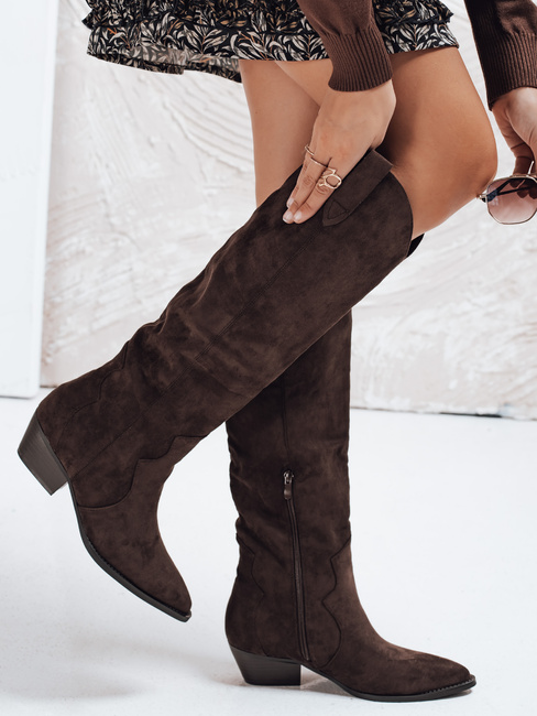 Kowbojki damskie zamszowe brązowe Dstreet ZY1147