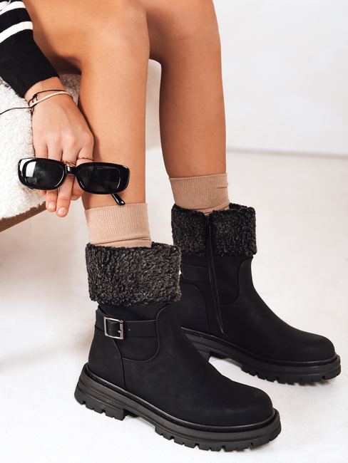 Botki damskie ocieplane czarne Dstreet ZY1227