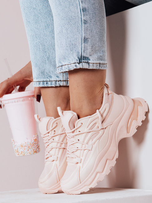 Sneakersy damskie na grubszej podeszwie SOFTLACE różowe Dstreet ZY0656