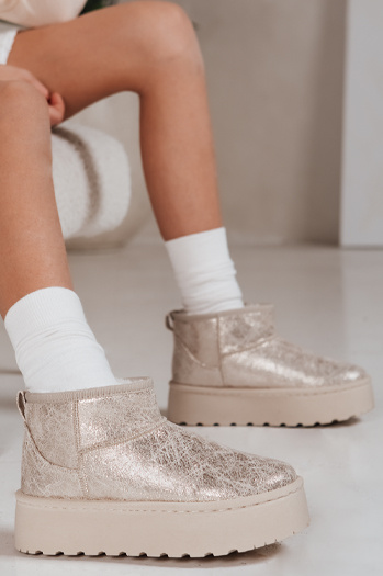 Śniegowce damskie zamszowe beżowe Dstreet ZY1293