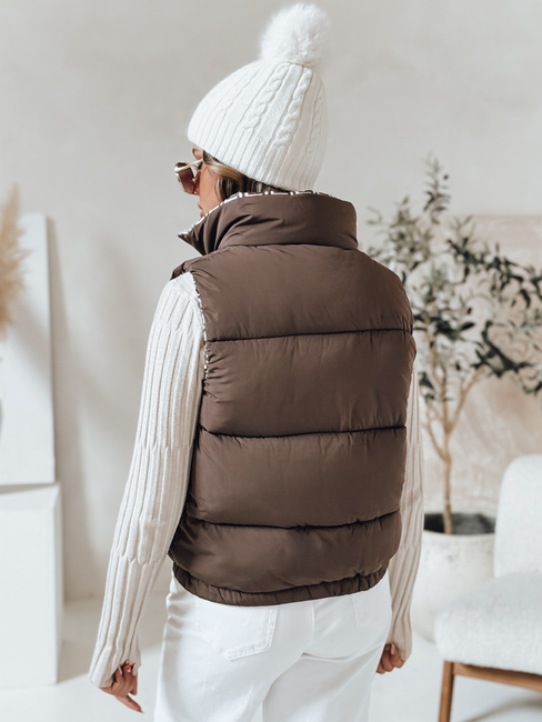 Kamizelka damska pikowana URBANELLE jasnobrązowa Dstreet TY4971