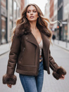 Kurtka damska skórzana z futerkiem brązowa Dstreet TY5243z
