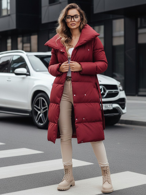 Płaszcz damski długi pikowany FAVI bordowy Dstreet TY4961