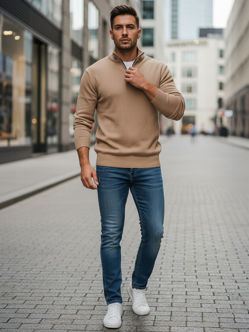 Sweter męski kamelowy Dstreet WX2341