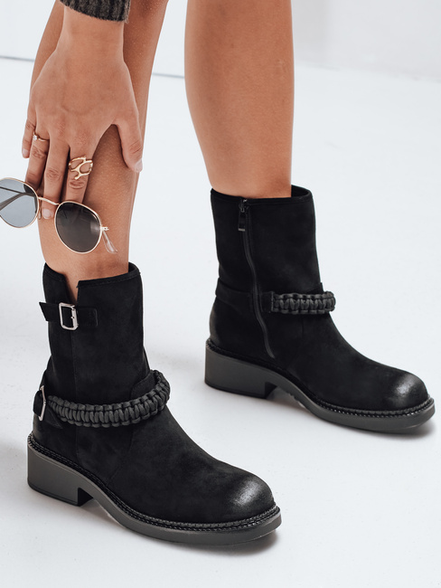 Botki damskie zamszowe czarne Dstreet ZY1032