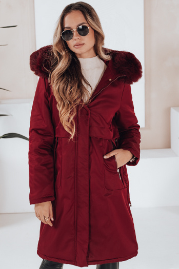 Kurtka zimowa damska parka z futerkiem bordowa Dstreet TY5114