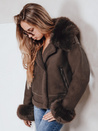 Kurtka damska skórzana z futerkiem brązowa Dstreet TY5243