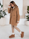 Płaszcz zimowy damski teddy futrzany kamelowy Dstreet NY0758