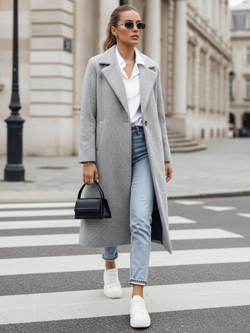 Płaszcz damski oversize MANTOVA długi jasnoszary Dstreet NY0740