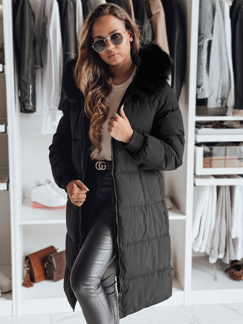 Kurtka damska zimowa z futerkiem TREVERSE czarna Dstreet TY4498