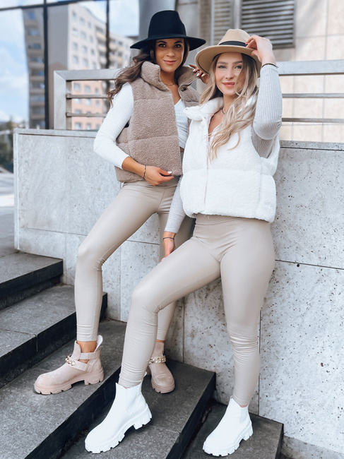 Kamizelka damska z kożuszkiem BEEWARM kremowa Dstreet TY3801