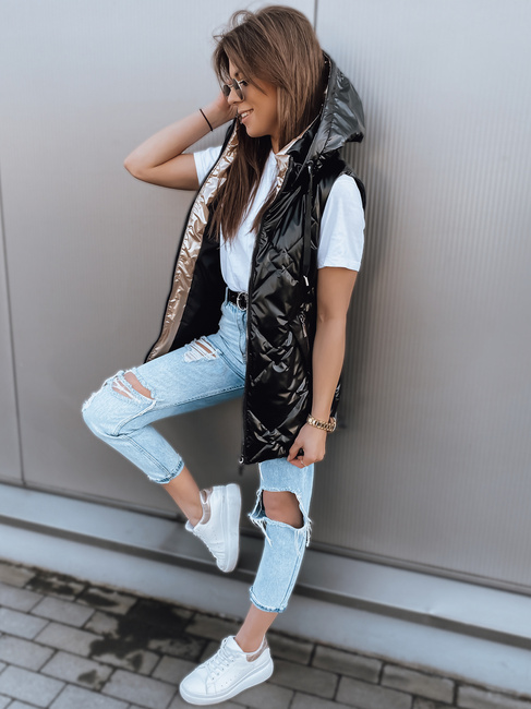 Kamizelka pikowana damska PAVON czarna Dstreet TY2592