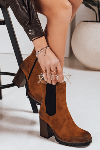 Botki damskie zamszowe kamelowe Dstreet ZY1313