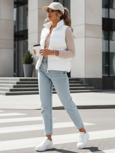 Pikowana kamizelka damska WILLOW biała Dstreet TY3798