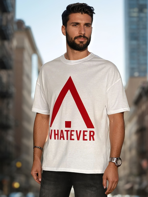 T-shirt męski z nadrukiem biały Dstreet RX5665