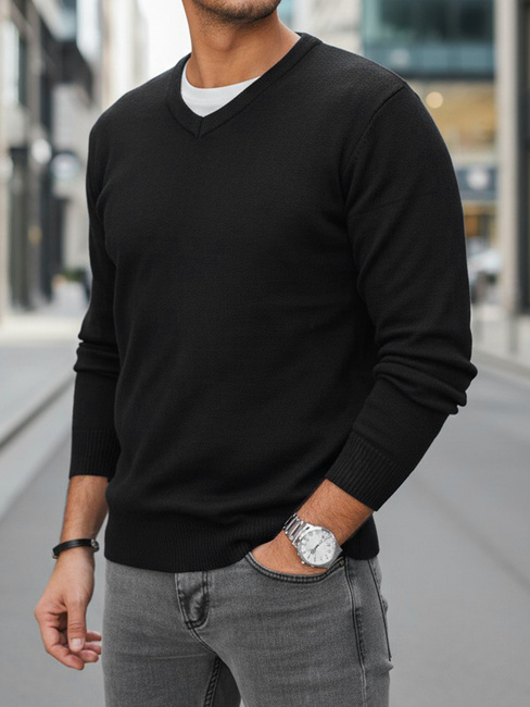 Sweter męski w serek czarny Dstreet WX2314