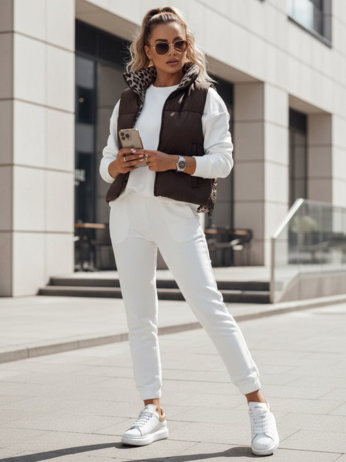 Kamizelka damska LEOVELLA przejściowa krótka pikowana dwustronna kawowa Dstreet TY4648