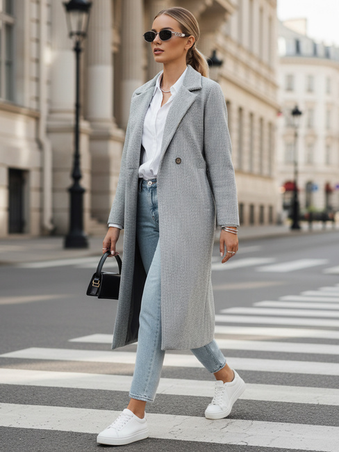 Płaszcz damski oversize MANTOVA długi jasnoszary Dstreet NY0740