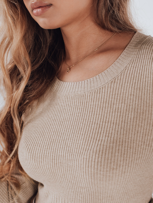 Damski sweter prążkowany NOLVIE beżowy Dstreet MY2496