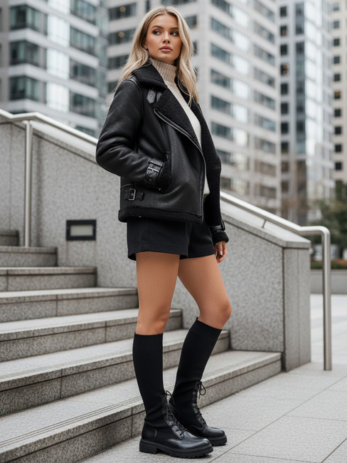 Kozaki damskie skarpetkowe czarne Dstreet ZY1014