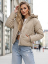 Kurtka damska zimowa krótka pikowana beżowa Dstreet TY5374