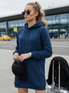 Bluza damska długa z kapturem oversize TIMMY ciemnoniebieska Dstreet EY1930