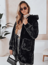 Płaszcz damski futerkowy MISSFLUFF czarny Dstreet TY4982