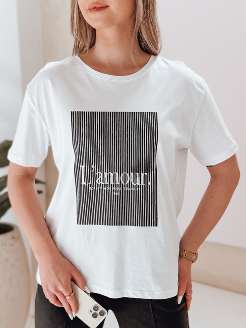 T-shirt damski LAMOUR biały Dstreet RY2588