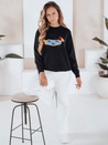 Damski sweter z aplikacją psa CHICPAWS czarny Dstreet MY2541