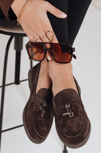 Mokasyny damskie zamszowe brązowe Dstreet ZY1181