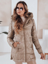 Kurtka zimowa damska pikowana z kapturem kamelowa Dstreet TY5091