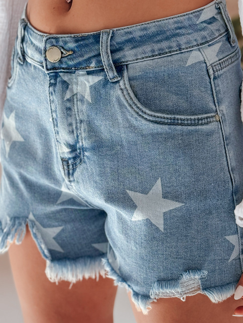 Spodenki damskie jeansowe w gwiazdki MOONSTAR niebieskie Dstreet SY0471