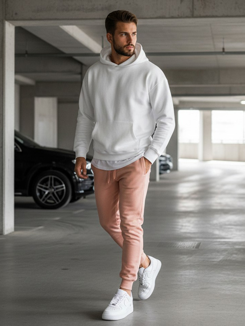 Spodnie męskie dresowe różowe Dstreet UX3452