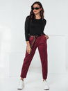 Spodnie damskie one size LEOCINCIN z paskiem bordowe Dstreet UY2261