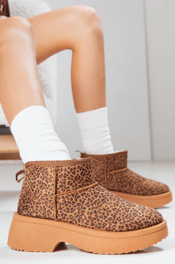 Śniegowce damskie na grubej podeszwie panterka Dstreet ZY1280