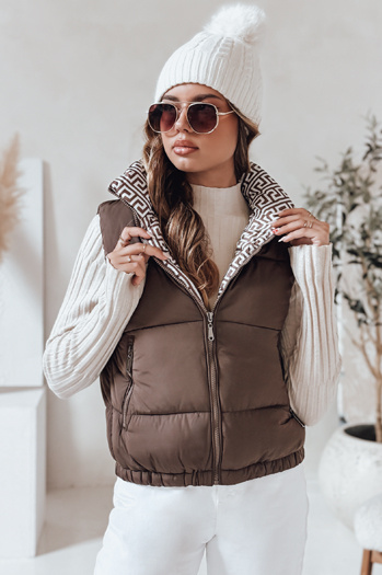 Kamizelka damska pikowana URBANELLE jasnobrązowa Dstreet TY4971