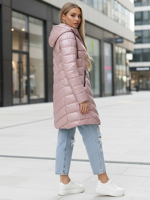 Kurtka damska zimowa długa pikowana fioletowa Dstreet TY5505