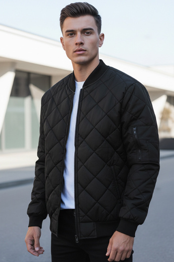 Kurtka męska pikowana bomber jacket czarna TX2215