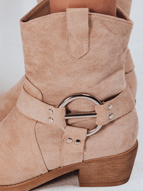 Kowbojki damskie zamszowe beżowe Dstreet ZY1301