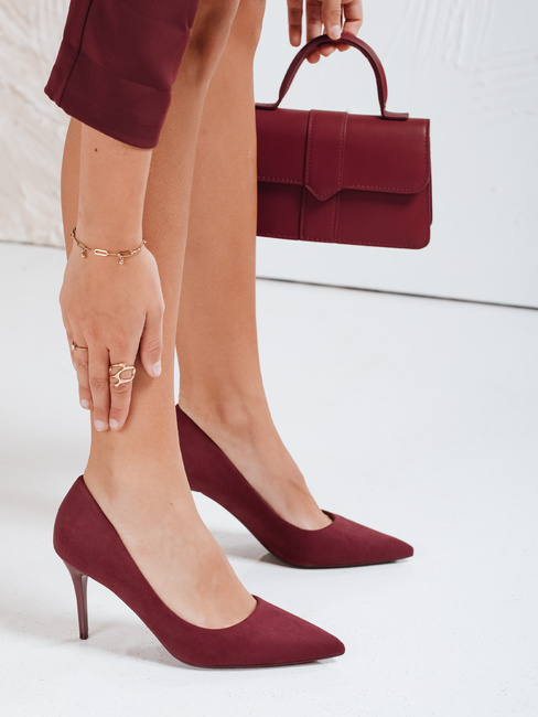 Szpilki damskie zamszowe bordowe Dstreet ZY1073