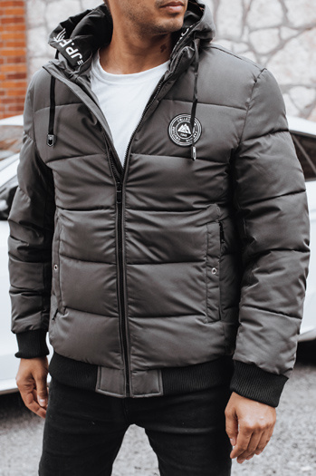 Kurtka męska zimowa pikowana z kapturem szara Dstreet TX5073